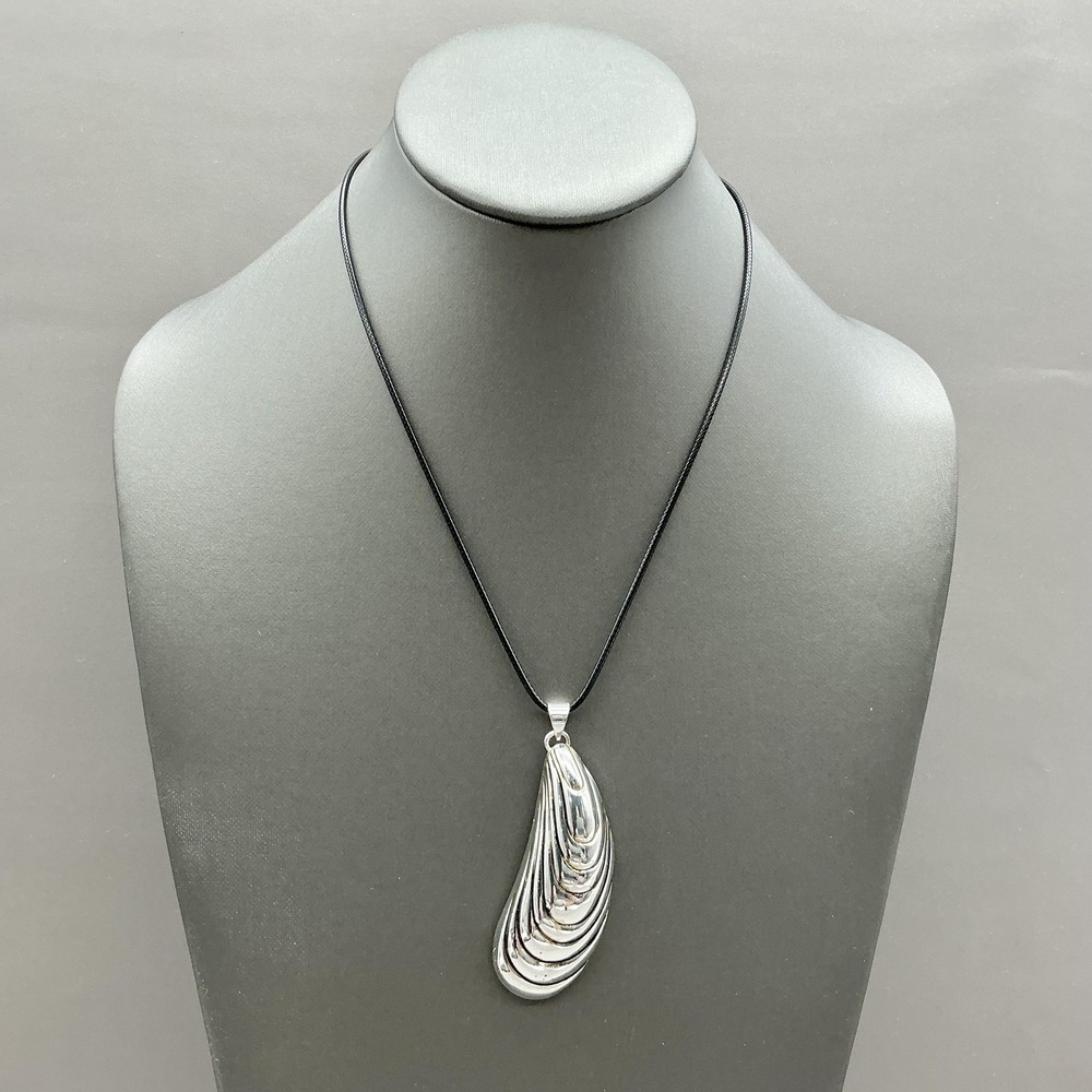 Best Necklace Teardrop Statement Pendant Silver Tone Black Cord Womens Jewelry‎